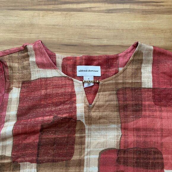 Alfred Dunner Mulberry Street 3/4 Sleeve Red Gold Multicolor Metallic XL Top NWT - Picture 5 of 11